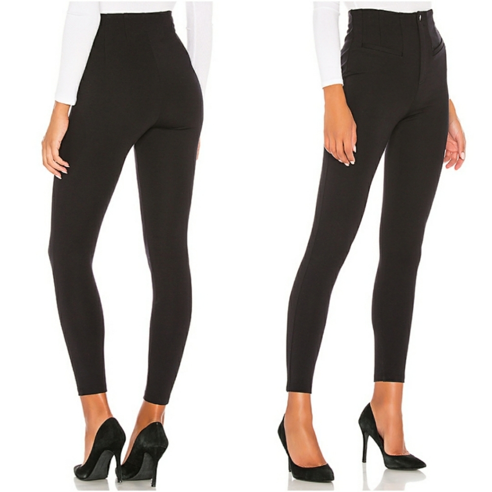 High-Waist Black Ponte Skinny Pants